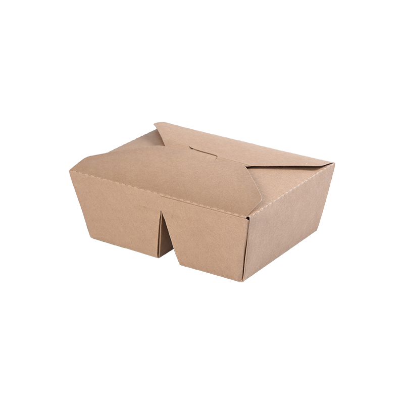 Cutie pentru scoatere din hârtie Kraft Cutie bento pliată cu două compartimente cu două compartimente
